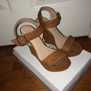 Tan suede wedges